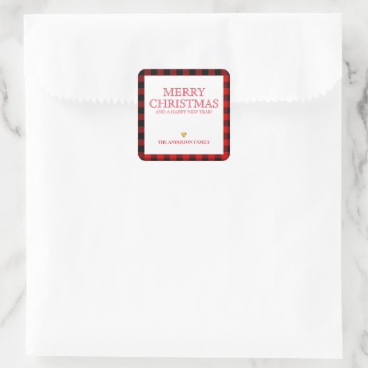 Einfache Karierte Weihnachtsgeschenke - Aufkleber (Tasche)