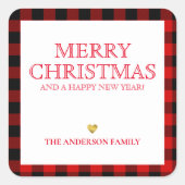 Einfache Karierte Weihnachtsgeschenke - Aufkleber (Vorderseite)