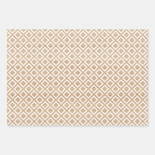 Einfache Karos Streifen Punkte auf Imitaten Holz Geschenkpapier Set (Vorderseite 3)