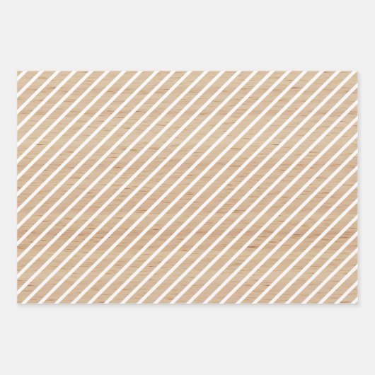 Einfache Karos Streifen Punkte auf Imitaten Holz Geschenkpapier Set (Vorderseite)