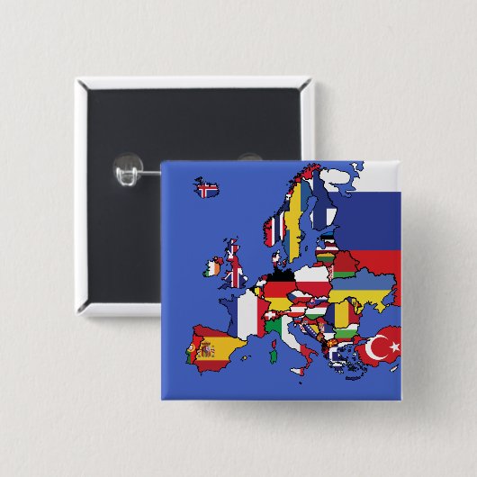 Einfache Karte Europas mit Länderflaggen Button (Vorne & Hinten)