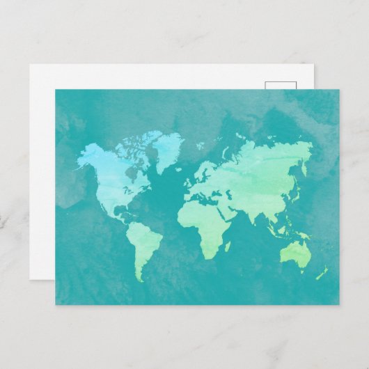 Einfache Karte in Blue Ocean Watercolor (Vorne/Hinten)