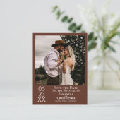 Einfache Kastanienbraun Hochzeit Speichern Sie das Postkarte (Stehend Vorderseite)