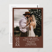 Einfache Kastanienbraun Hochzeit Speichern Sie das Postkarte (Vorne/Hinten)