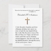 Einfache katholische Beerdigungskarte Mitteilungskarte (Rückseite)