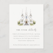 Einfache katholische Wasserfarben Kirche Hochzeite Begleitkarte (Vorderseite)