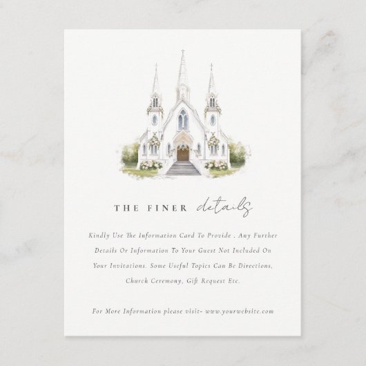 Einfache katholische Wasserfarben Kirche Hochzeite Begleitkarte (Vorderseite)