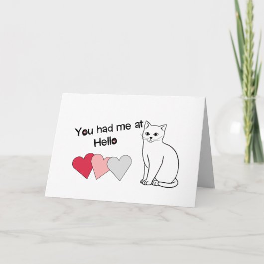 Einfache Katze, die Sie mir bei Hello Valentine Ca Dankeskarte (Vorderseite)