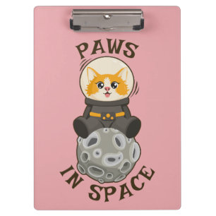 Einfache Katze im Weltraum Astronaut Kosmisches Ti Klemmbrett