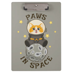 Einfache Katze im Weltraum Astronaut Kosmisches Ti Klemmbrett