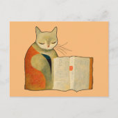 Einfache Katze Lesen eines Buches Postkarte (Vorderseite)