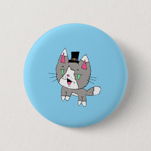 Einfache Katze mit Hut-Taste Button