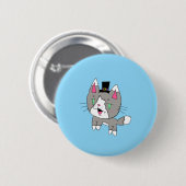 Einfache Katze mit Hut-Taste Button (Vorne & Hinten)