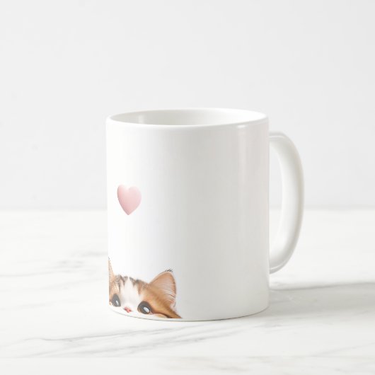 Einfache Katze Valentinstag Kaffeetasse (VorderseiteRechts)