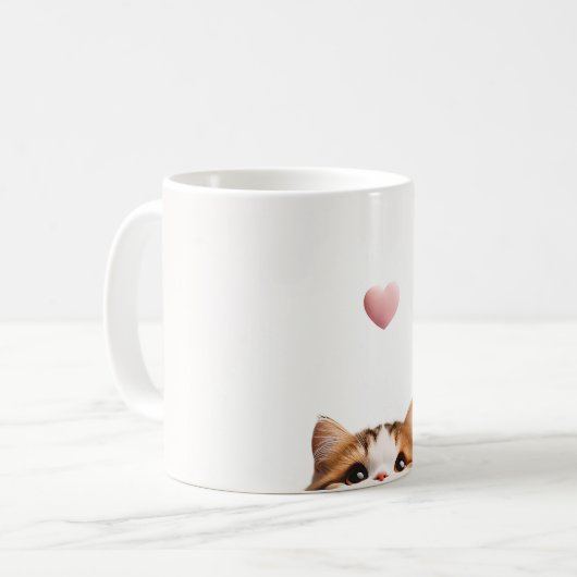 Einfache Katze Valentinstag Kaffeetasse (Vorderseite Links)