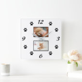 Einfache Katzenauflage Druck Begleiter 2 FotoColla Quadratische Wanduhr (Zuhause)