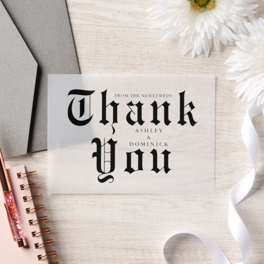 Einfache keltische Kalligrafie Vielen Dank für Ihr Pergament Einladungen (Hochzeit)