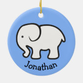 Einfache Keramik mit weißem Elefanten Ornament (Hinten)