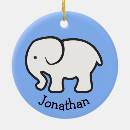 Einfache Keramik mit weißem Elefanten Ornament (Hinten)