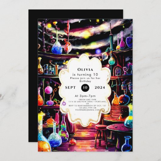 Einfache Kids Scientist zum Geburtstag Einladung (Vorne/Hinten)