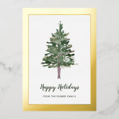 Einfache Kiefer | Goldstreifen Folien Feiertagskarte (Vorderseite)