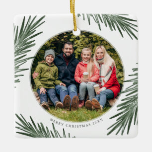 Einfache Kiefersprigs-Weihnachtsverzierung Keramikornament