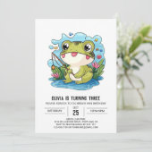 Einfache Kinder Frosch Digital Geburtstag Einladung (Stehend Vorderseite)