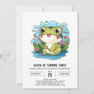 Einfache Kinder Frosch Digital Geburtstag Einladung