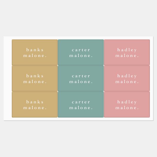 Einfache Kinder Regenbogen Waterproof Name Etiketten (Blatt)