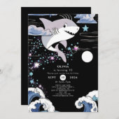 Einfache Kinder Spaß Hai Geburtstag Einladung (Vorne/Hinten)