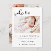 Einfache Kinderankündigung Elegantes Foto Collage Ankündigungspostkarte (Vorne/Hinten)