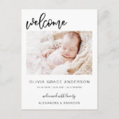 Einfache Kinderankündigung Elegantes Foto Collage Ankündigungspostkarte (Vorderseite)