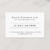 Einfache Kinderbetreuung Visitenkarte (Rückseite)