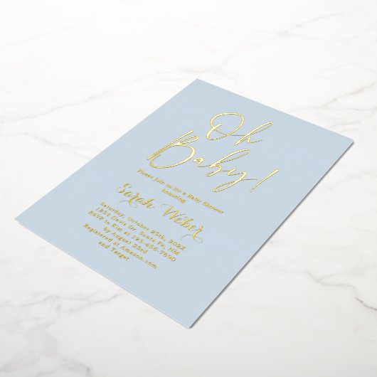 Einfache Kinderdusche Boy Real Foil Einladung (Gedreht)