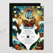 Einfache Kinderfreude Pirate Geburtstag Einladung (Vorne/Hinten)