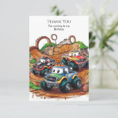 Einfache Kindermonster-Lkw Geburtstag Dankeskarte (Stehend Vorderseite)