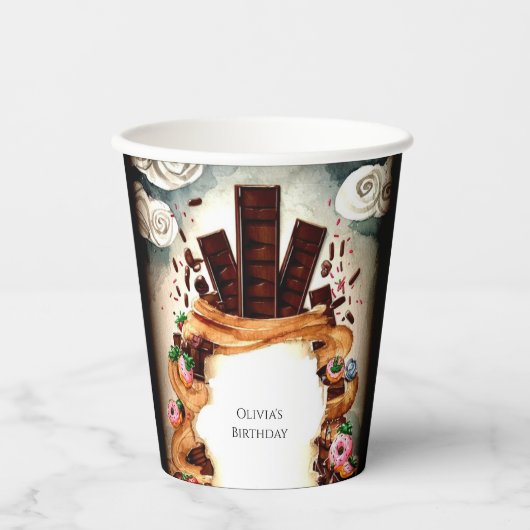 Einfache Kinderschokolade zum Geburtstag Pappbecher (Vorderseite)