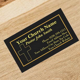 Einfache Kirchenpastor Goldkreuz Visitenkarten Visitenkarte