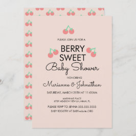 Einfache Kirschen Früchte Rosa Babydusche Einladun Einladung