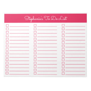 Einfache Kirschrote 8,5x11 Dreispaltige Checkliste Notizblock