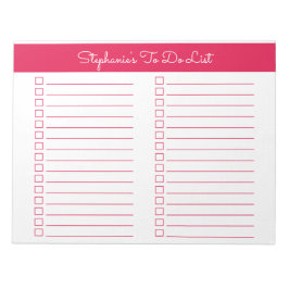 Einfache Kirschrote 8,5x11 Zweispaltige Checkliste Notizblock