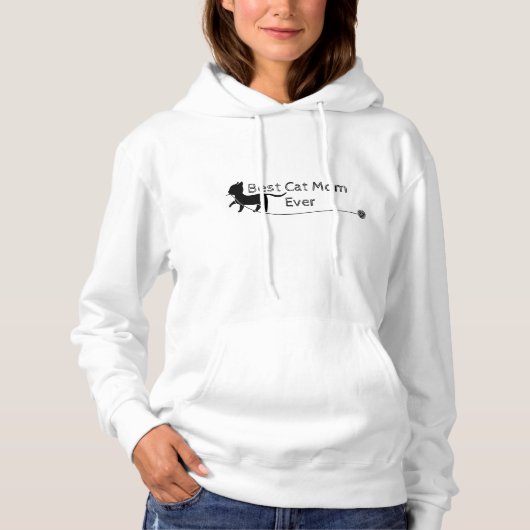 Einfache Kitekatze Mama Schwarz & Weiß Hoodie (Vorderseite)