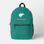 Einfache Kiwi Bird-Silhouette Monogram Custom Bedruckter Rucksack (Vorderseite)