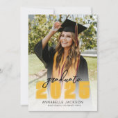 Einfache Klasse 2025 Graduate Foto Gold Abschluss Ankündigung (Vorderseite)