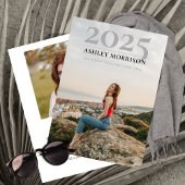 Einfache Klasse 2025 Zwei-Foto-Abschluss Einladung