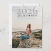 Einfache Klasse 2025 Zwei-Foto-Abschluss Einladung (Vorderseite)