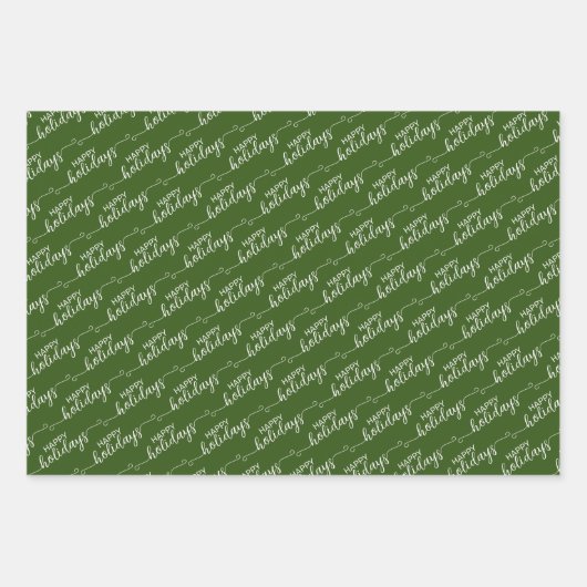 Einfache Klasse Chic Happy Holidays Grußwünsche Geschenkpapier Set (Vorderseite 3)