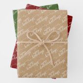 Einfache Klasse Chic Happy Holidays Grußwünsche Geschenkpapier Set (Beispiel)