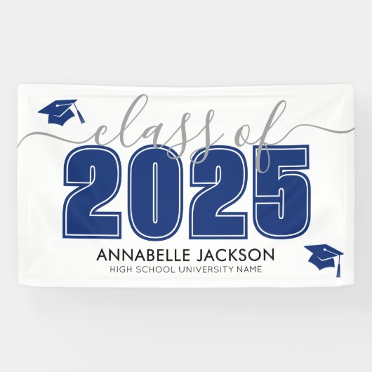 Einfache Klasse der Blue Graduation Party 2025 Banner (Horizontal)