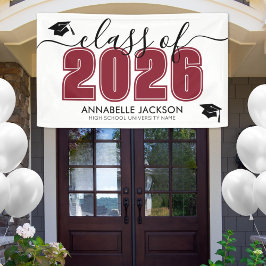 Einfache Klasse der Red Graduation Party 2025 Banner